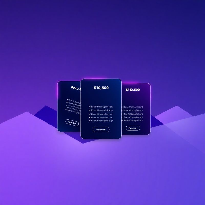 Indigo-tech ozadje s tremi svetlečimi silhuetami cenikovih kartic